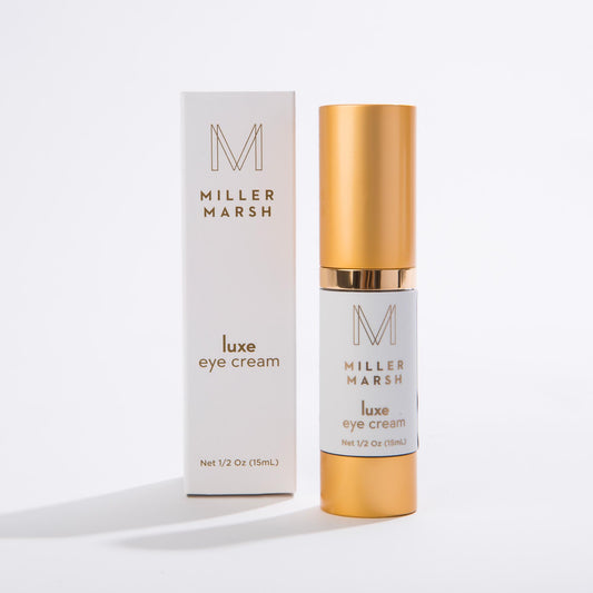 Miller Marsh luxe eye cream box and bottle, 15ml