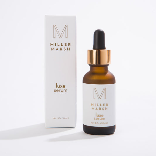 Miller Marsh luxe serum box and dropper bottle, 30ml, 1oz