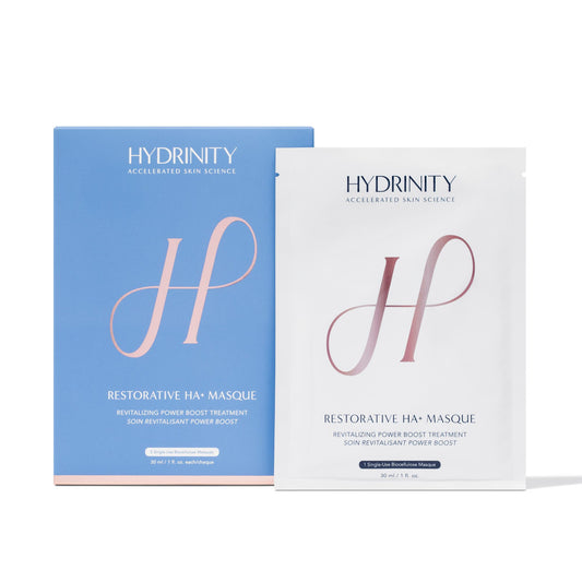 Hydrinity restorative HA+ masque revitalizing power boost treatment, 5 single-use biocellulose masques, 30ml/1 fl oz each