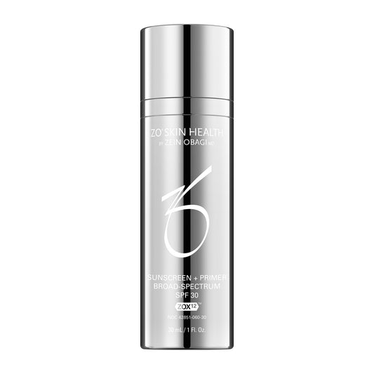 ZO Skin Health by Zein Obagi MD, sunscreen + primer broad-spectrum spf 30 ZOX12 NDC 42851-060-30, 30ml bottle